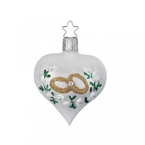 NEW - Inge Glas Glass Ornament - Wedding Heart